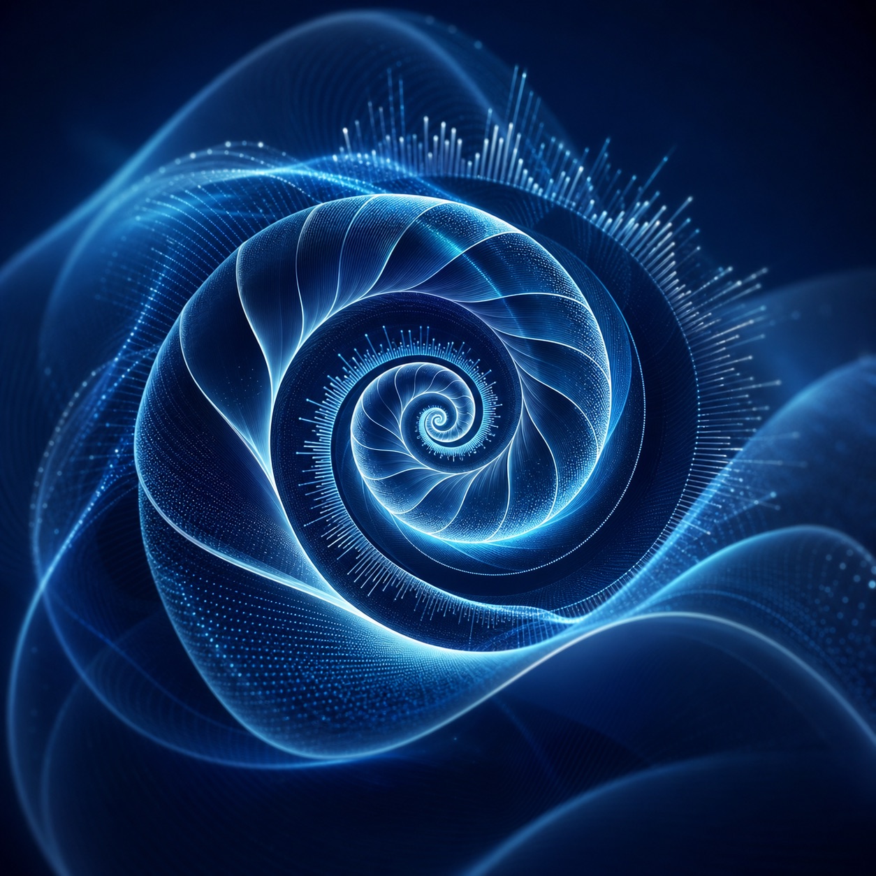 Abstract acoustic waves folding into a luminous cochlear spiral