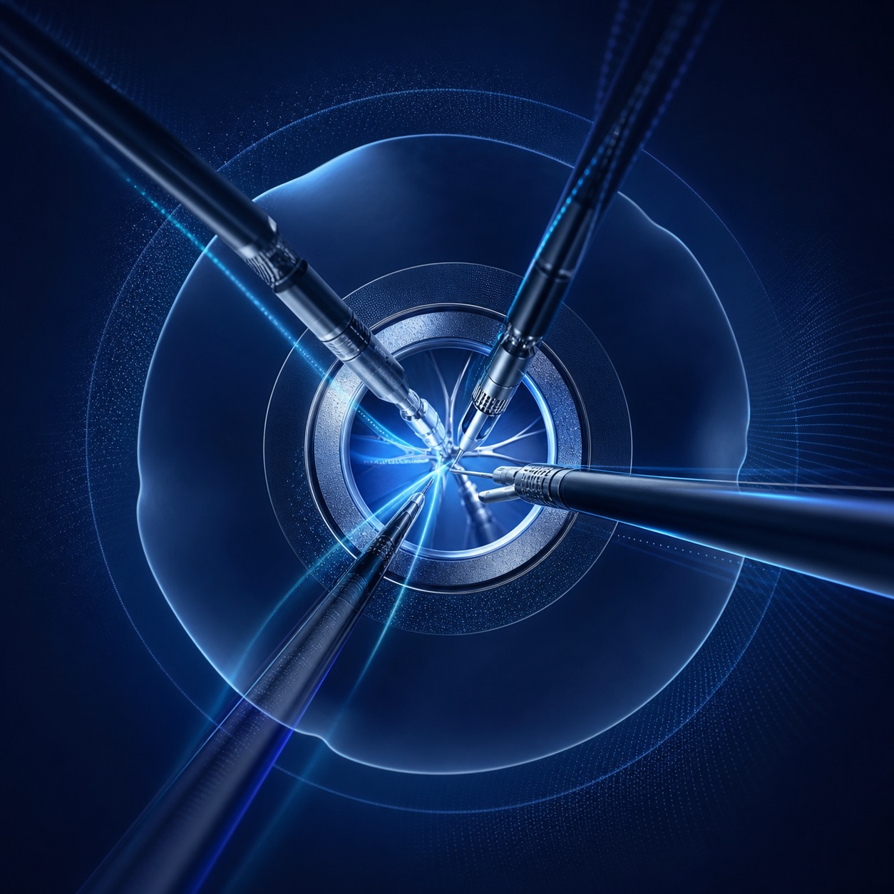 Abstract precision instrument pathways converging through a minimal access point
