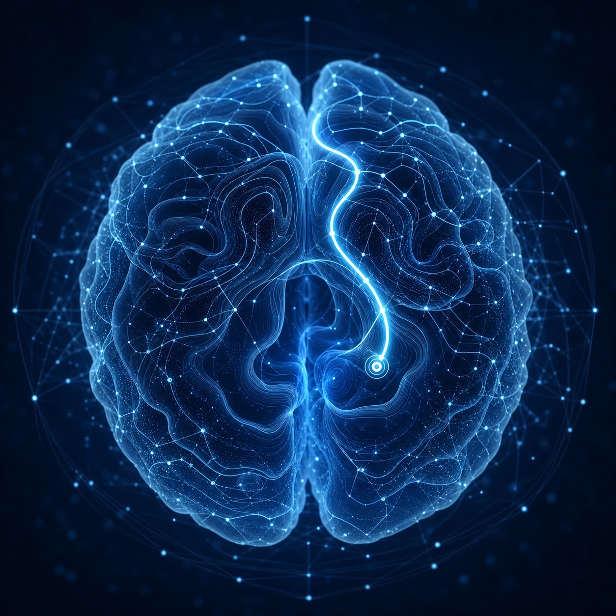Abstract neural network and topographic brain pathways in layered blue light